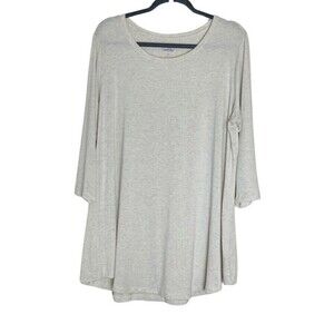 LOGO By Lori Goldstein Layers 1X Rayon Tunic Top 3/4 Sleeve Beige Scoop Neck